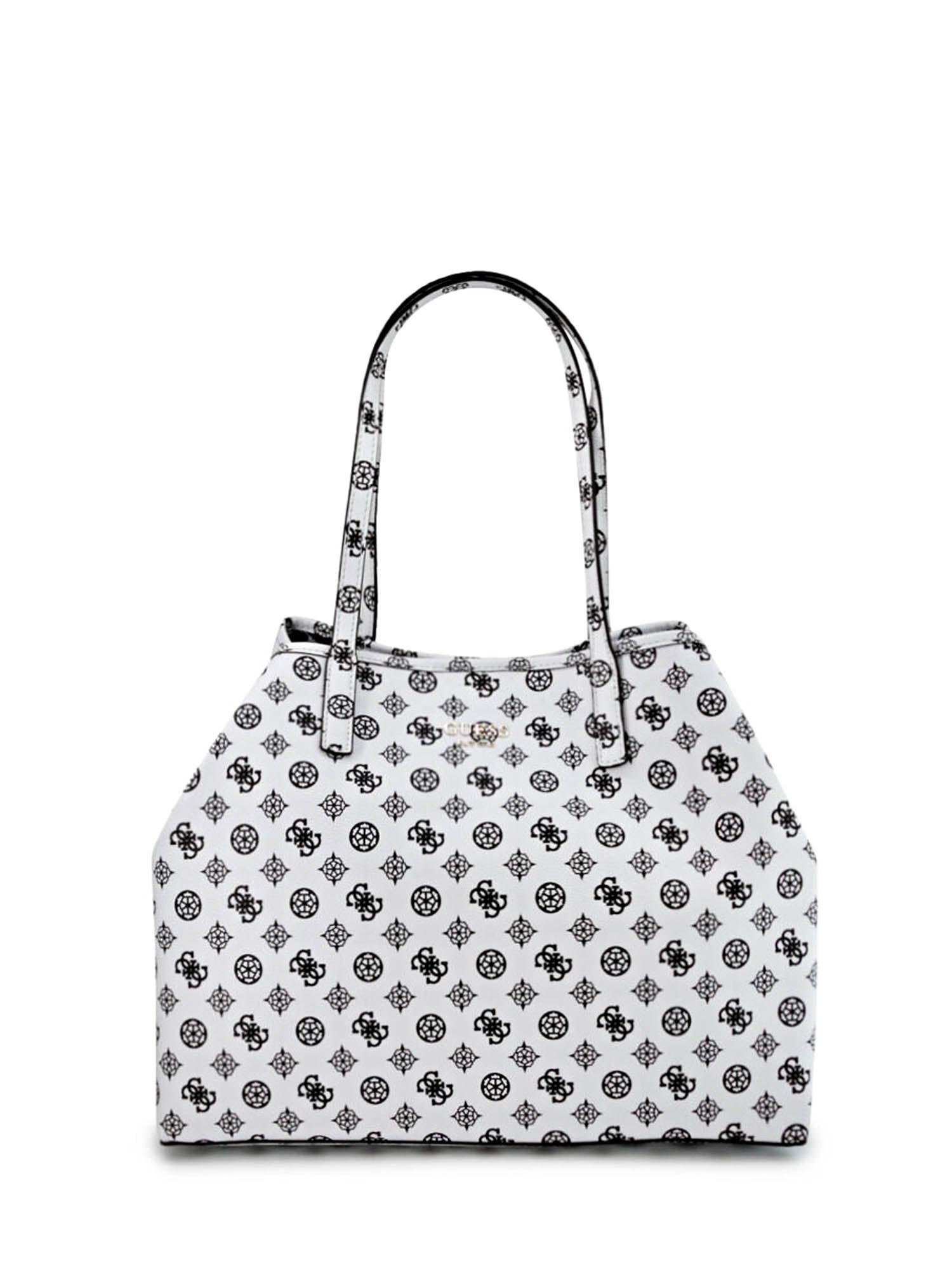 Guess Vikky White Leather Handbag for Women 32.5x27x15 cm.
